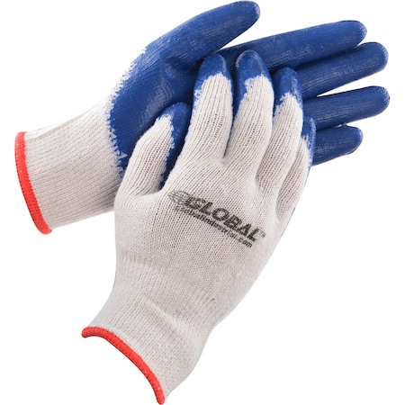 Global Industrial Coated Gloves, Polyester, Cotton, Rubber, Latex, Blue, S 708355S